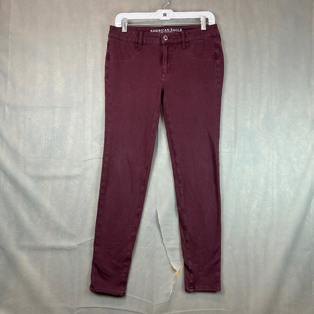 American Eagle Super Stretch High Rise Jegging Burgundy Women's Size 10 Regular